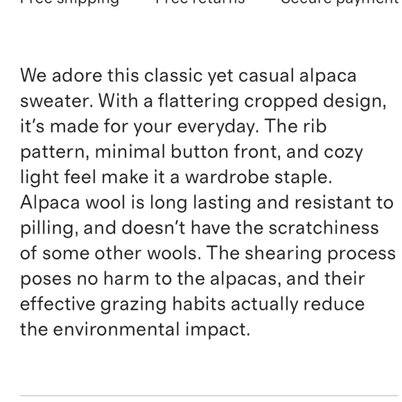 QUINCE NWT baby alpaca-wool cropped cardigan -black - Picture 7 of 8